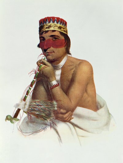 Wa-Em-Boesh-Kaa, een Chippeway-hoofd van Sandy Lake, 1826, illustratie uit 